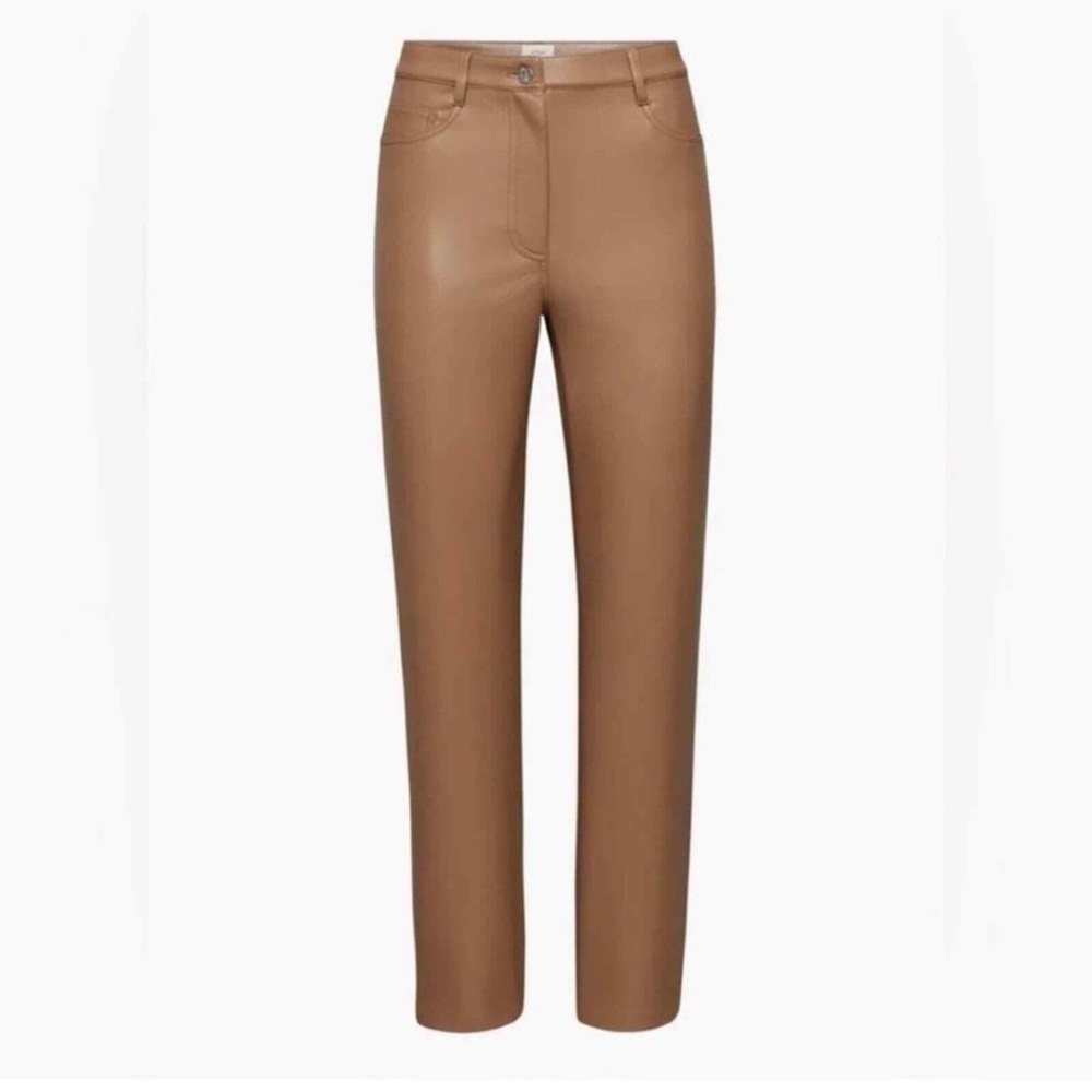 NWT Wilfred Aritzia MELINA PANTS Constant Camel Vegan Leather Size 10